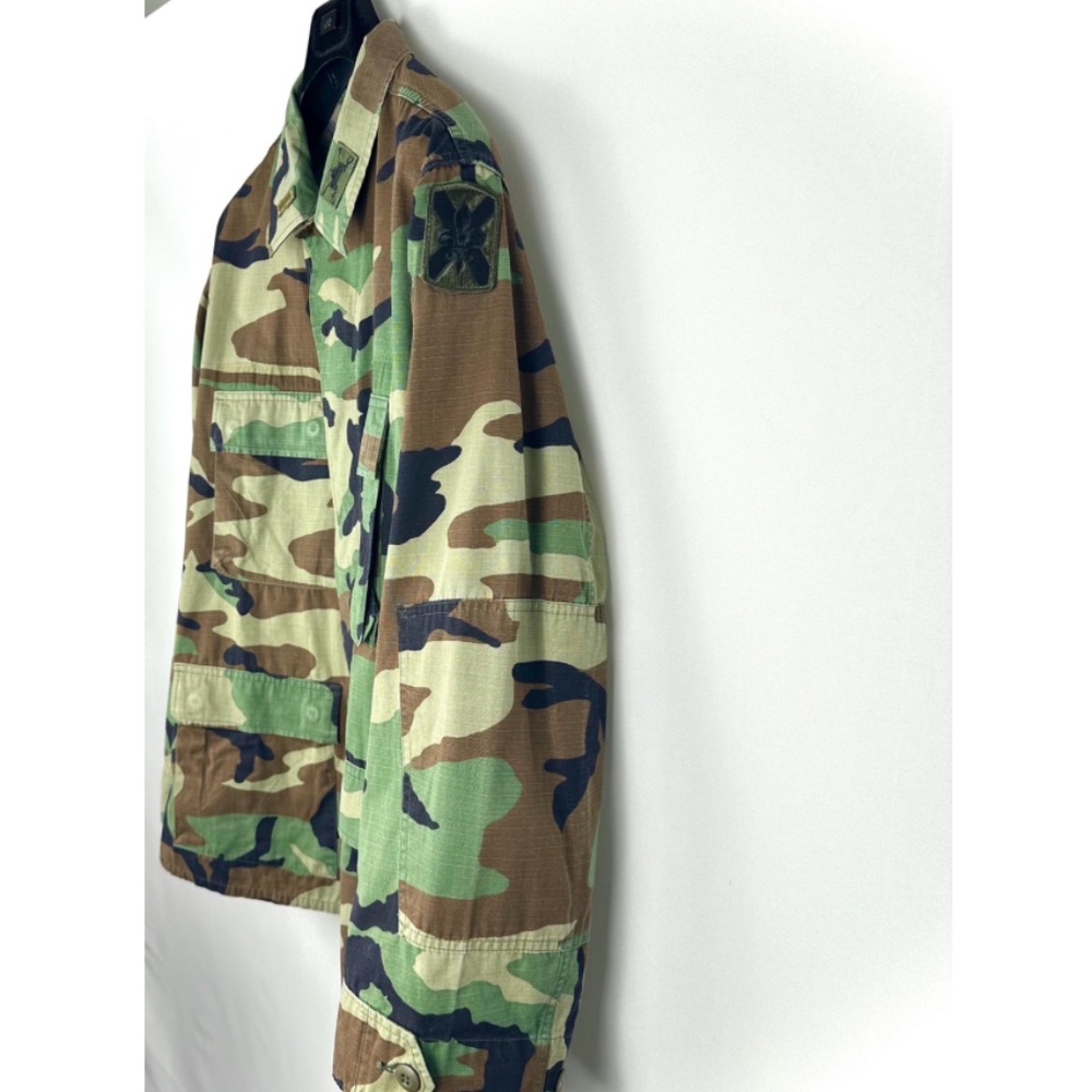 Vintage 1980’s 1990’s Woodland Camouflage Combat Army Jacket • Green / Brown M/L - Picture 3 of 10